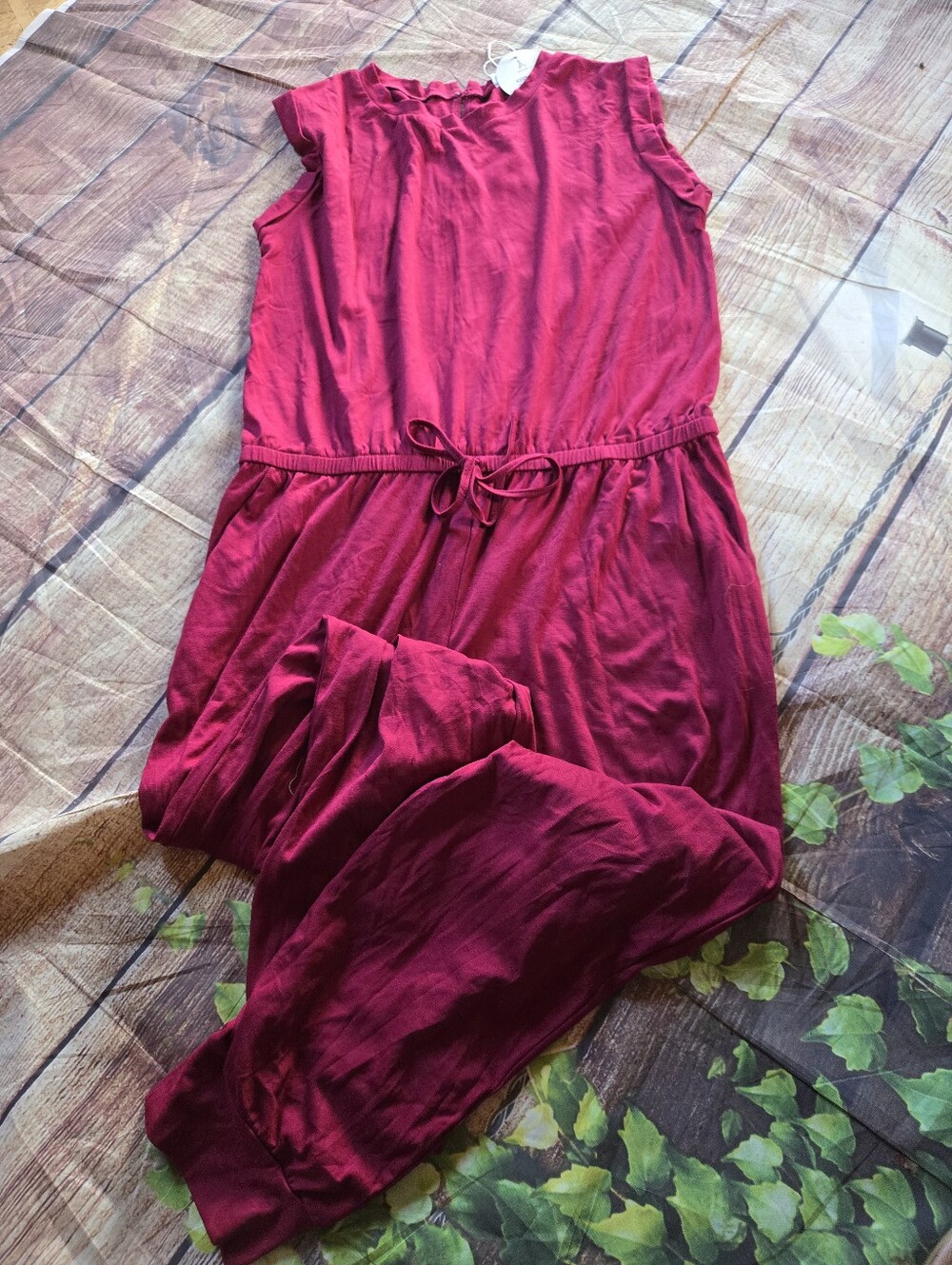 Sleeveless Drawstring Jumpsuit in Deep Raspberry - Picture 1 of 1